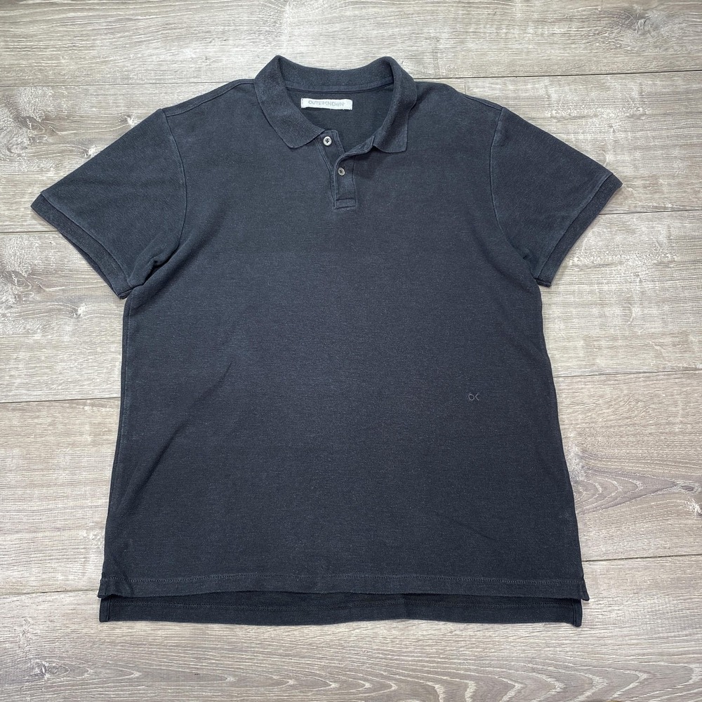 Outerknown yPolo Shirt Mens Medium Black Hemp Organic Cotton Sustainable‎ Casual